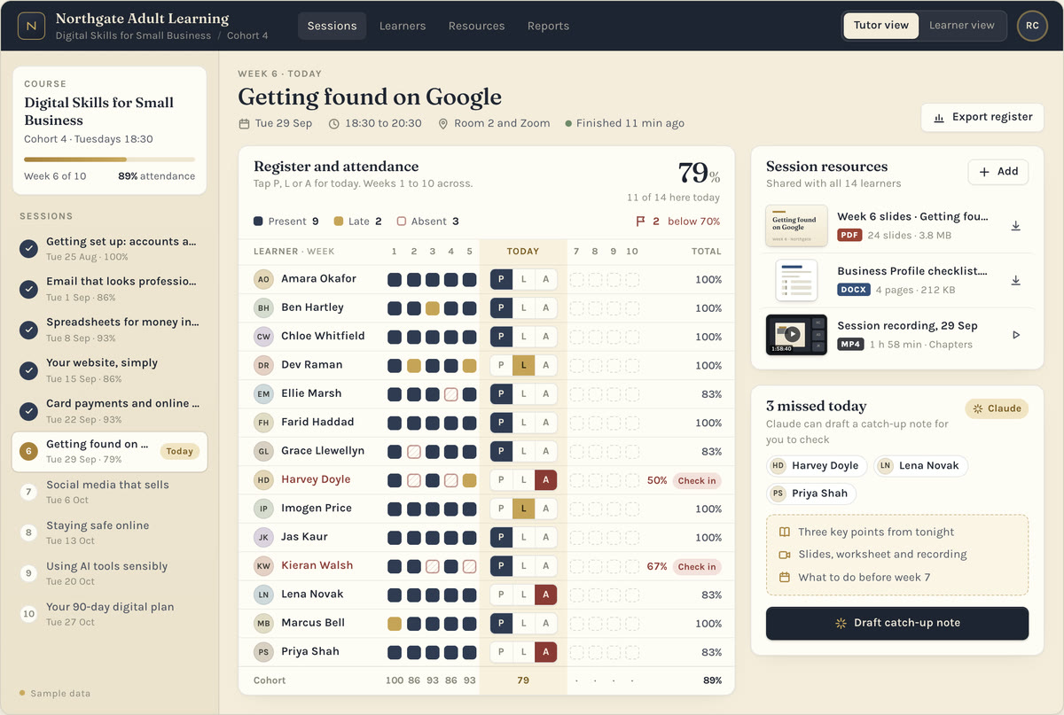 Screenshot of The Learning Portal